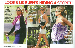 Illustration for article titled This Week In Tabloids: Jennifer Aniston's Secret Baby Bump & Shotgun Wedding